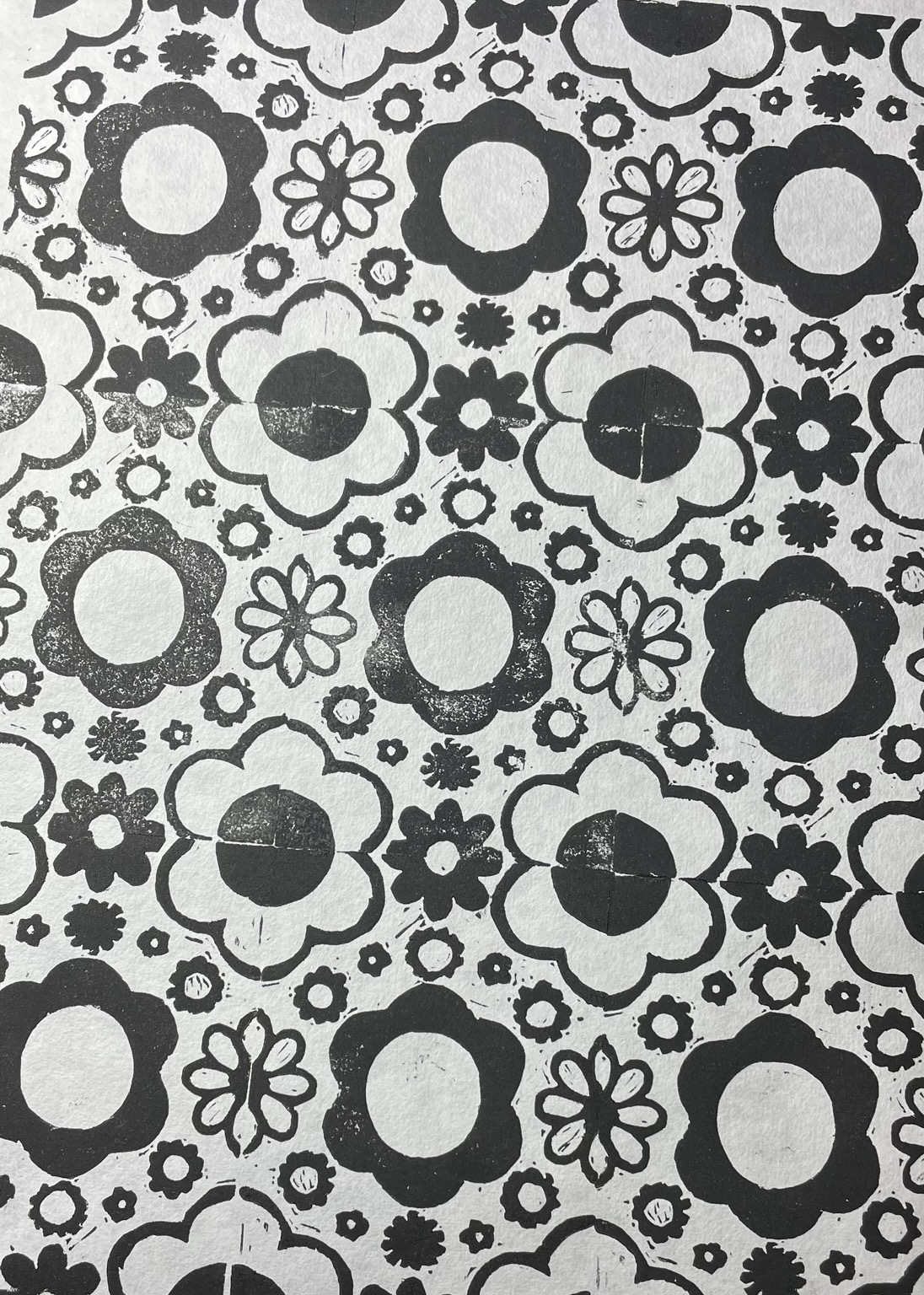 hand printed lino pattern on paper
