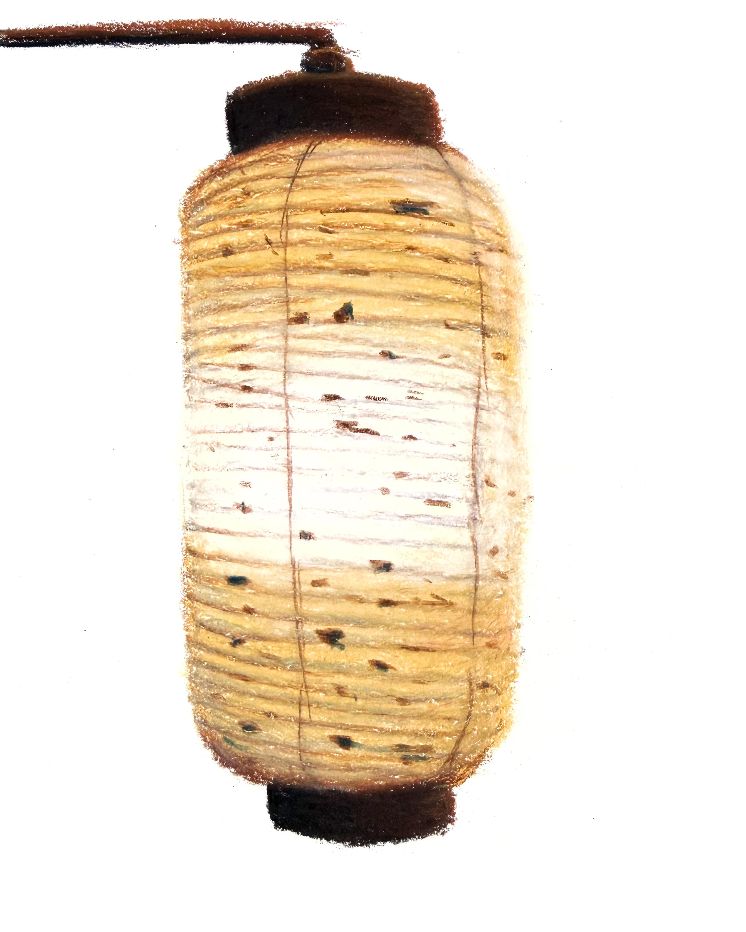 Pencil drawing of a paper lantern from Osaka.