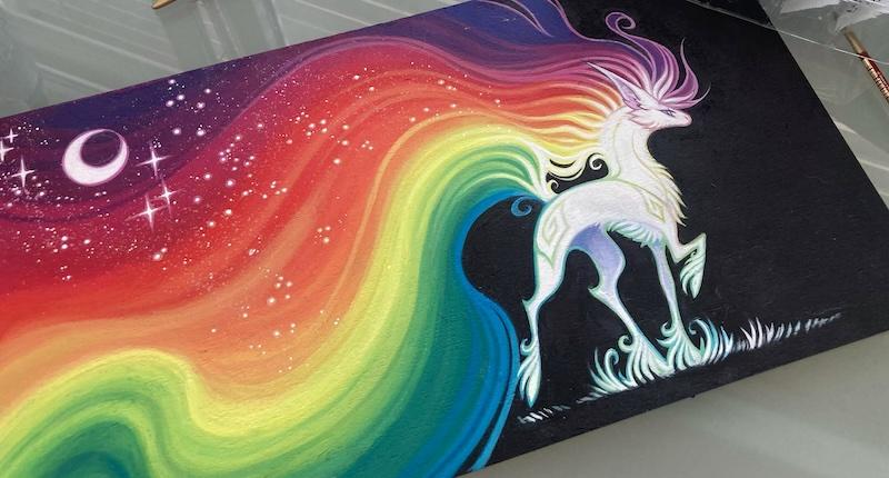 rainbow pony, pre-glitter