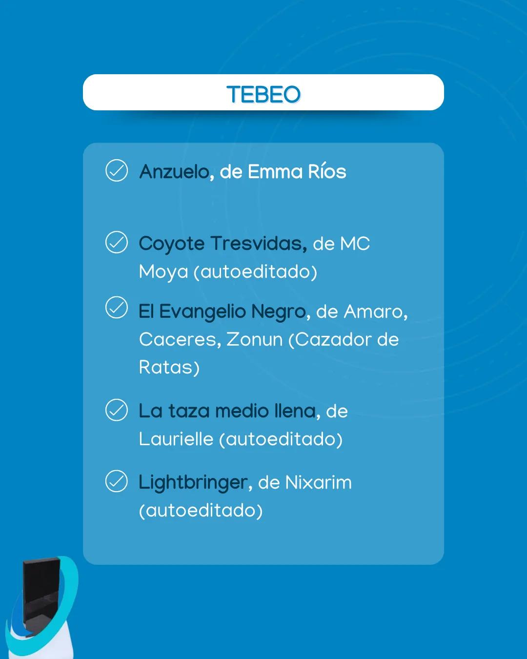 Nominados a Mejor Tebeo en los Ignotus 2026: Anzuelo, de Emma Ríos, Coyote Tresvidas, de MC Moya, El Evangelio Negro de Amaro/Caceres/Zonun, La taza medio llena, de Laurielle y Lightbringer, de Nixarim