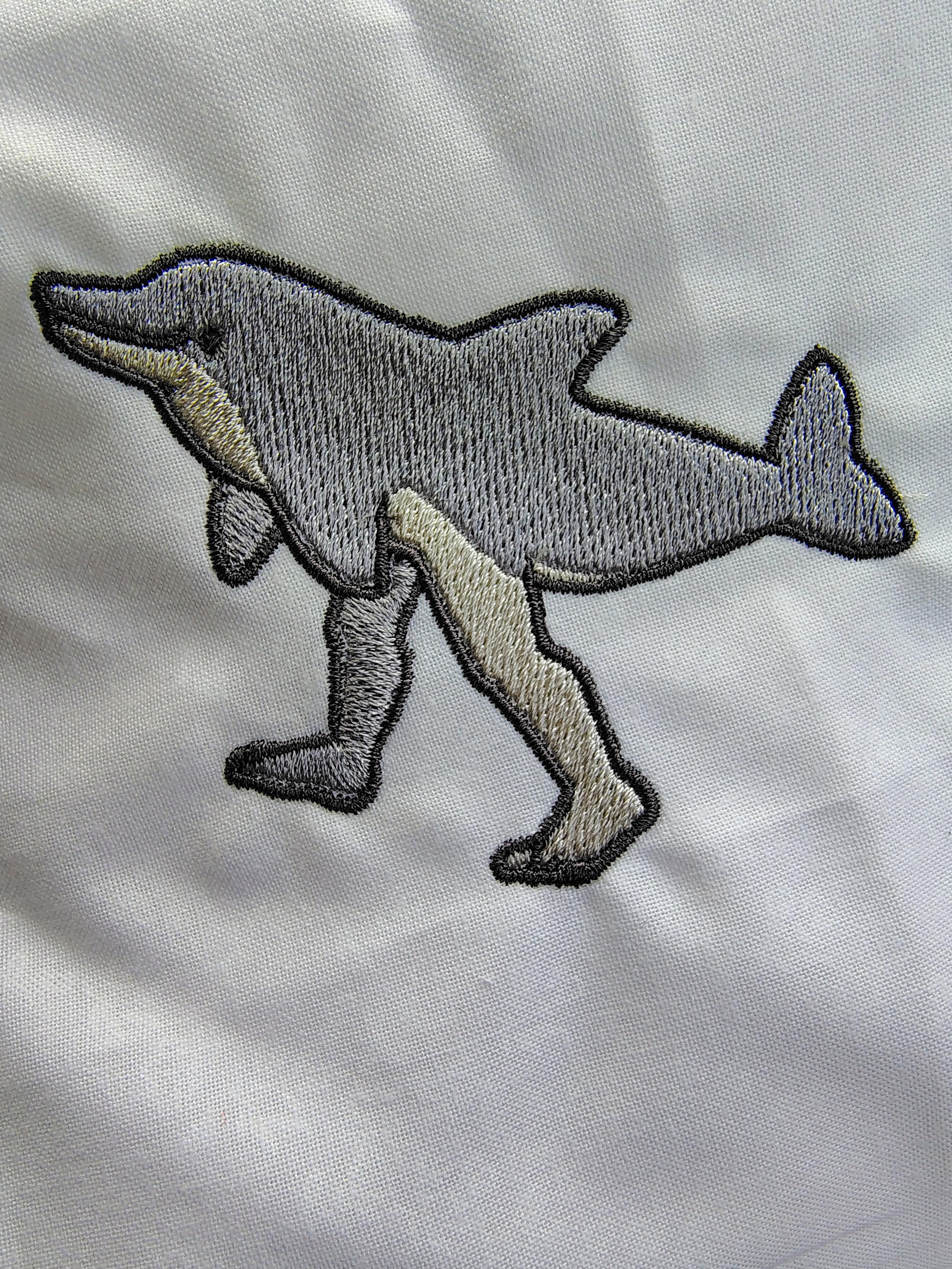 The finished design is Dolphin Legs, a dolphin with legs.