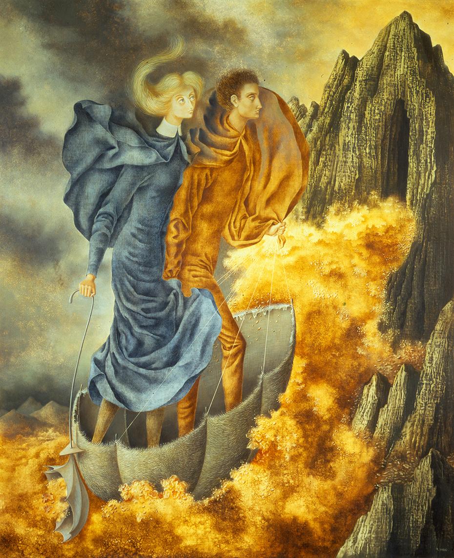 The Escape - (Third panel of the Triptych) / La Huida - (Tercer panel del Tríptico) (1961) by Remedios Varo (1908 - 1963)