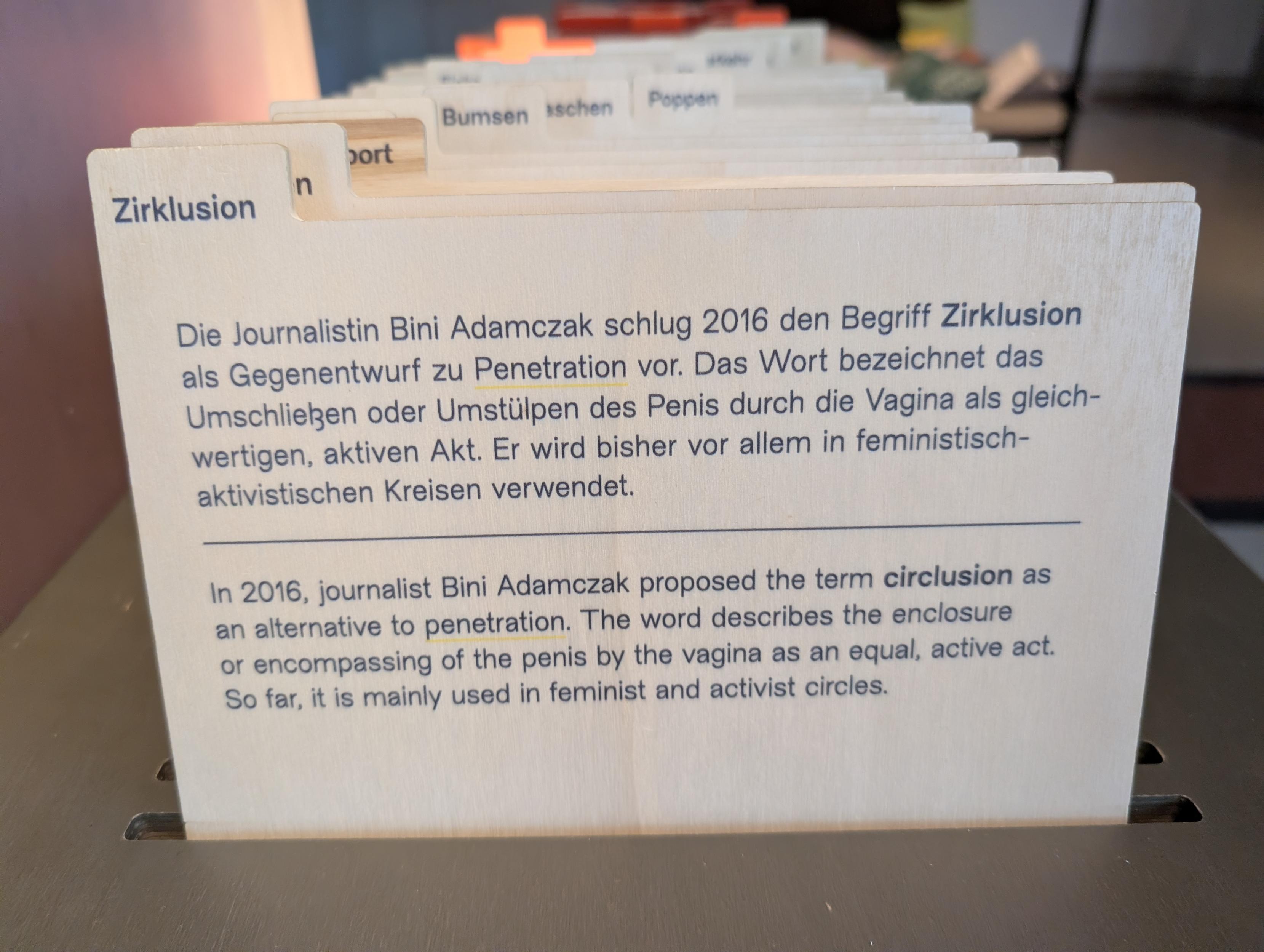 Ein Foto eines Textes zum Thema Zirklusion