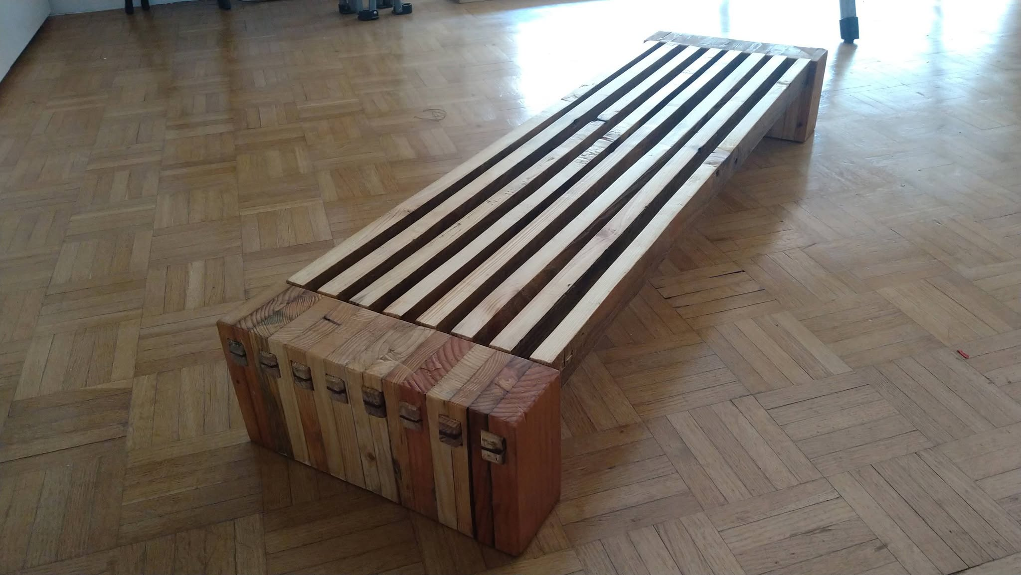 Photo of the wooden duckboard I've put togerther from street reclaimed wood