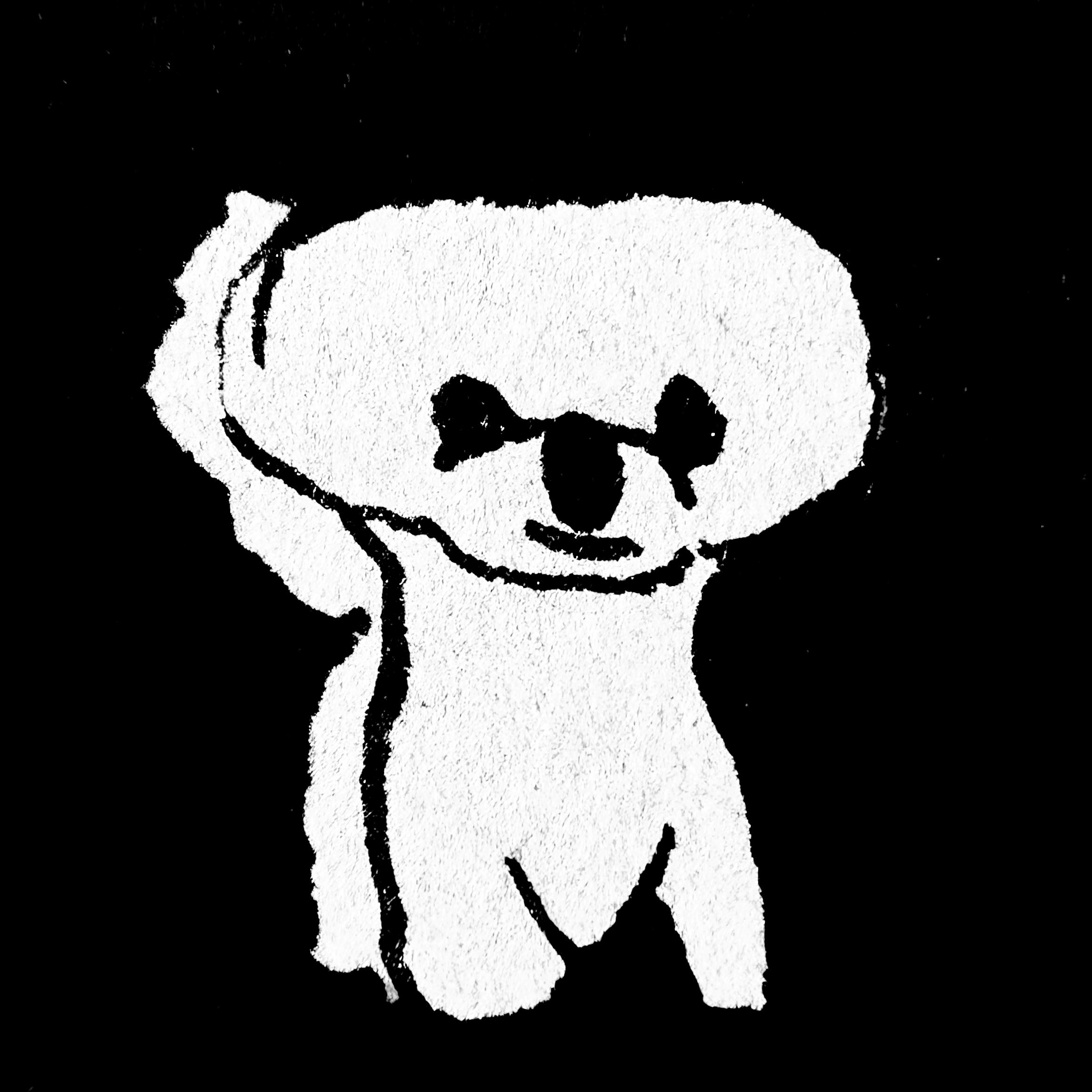 Ink sketch of George! (Small white fluffy dog).