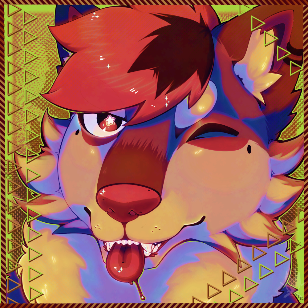 dogtober (flamedacat's oc) winking at the viewer