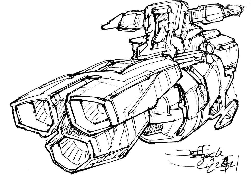 This one will make Mantisking happy, since it's a pretty solid rip of Andromeda from Yamato/Star Blazers, except with THREE giant WMG barrels up front. :)