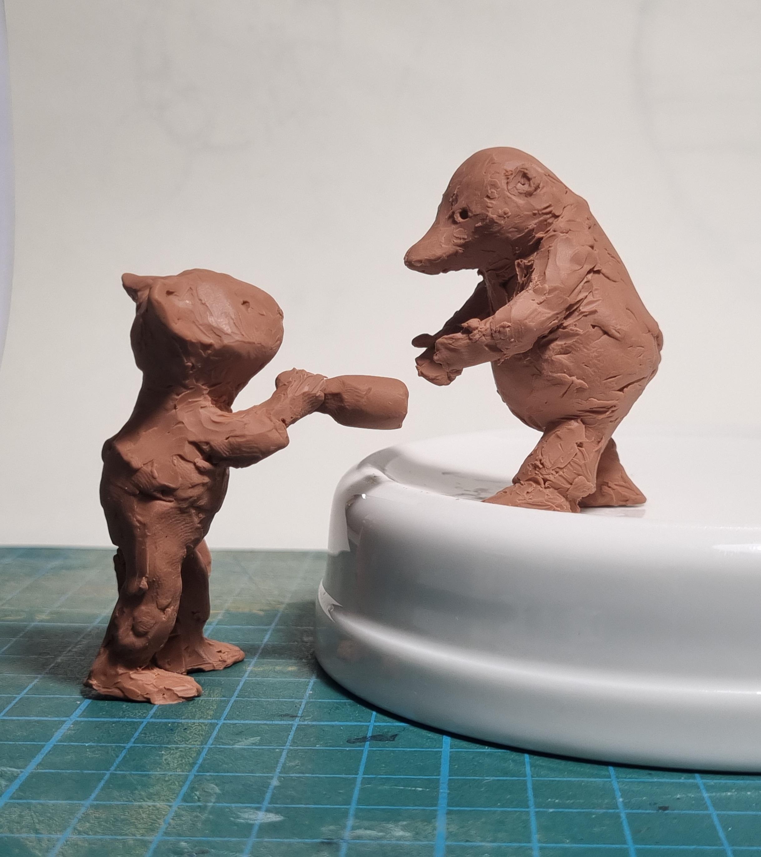 Ratty and Mole from the Wind in the Willows in clay