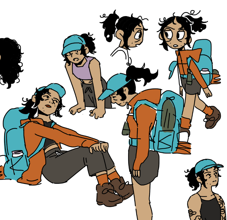 bunch of digitals sketches of myself in my hinking gear because i have a hummongous ego