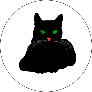 Pin/Button Design

White circle with a resting black cat looking at the viewer.