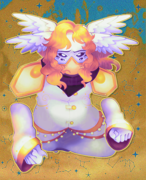 creatrix (moonumloonum's oc) looking at the viewer at an upward angle