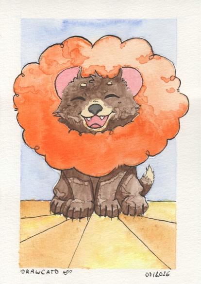 Watercolor painting of a lion.