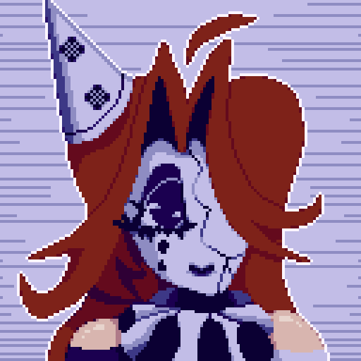 A pixelart portrait of the OC of Lu with grey colors