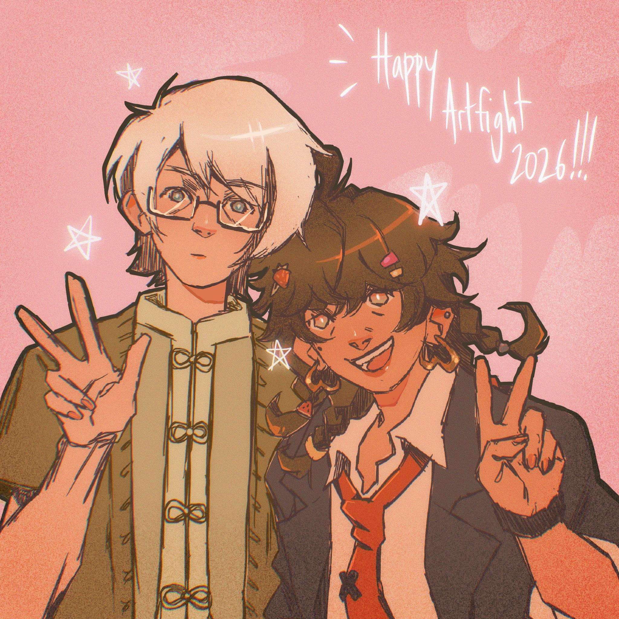 Angelo and Riri by fullcapsethan and nyagimaru. 2 kids being taken pics of. Angelo is a blond boy with blue eyes and rectangular glasses, with a sort of deadeyed stare. Riri is a joyful girl with brown braided hair.