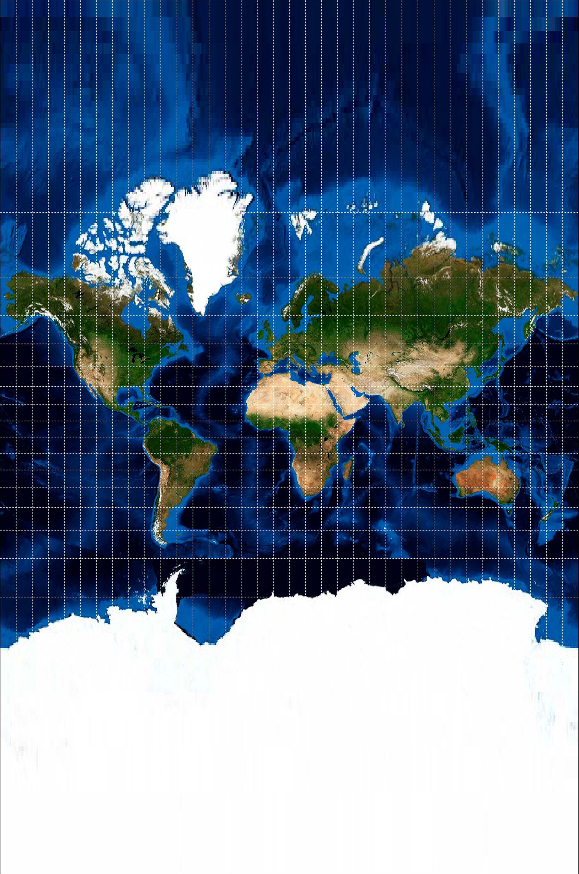 El Mercator que el gobierno no quiere que veas. La distorsión vertical hace que lo que debería ser un mapa el doble de ancho que de alto, tenga la misma proporción que un folio A4 en vertical.