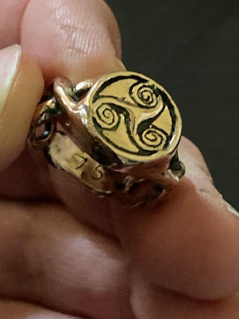 Triskelion Celtic ring, lost wax casting, this one in Bronze. Order one at my Etsy site: https://www.etsy.com/shop/13thfloorartbyjohn?ref=shop_sugg_market