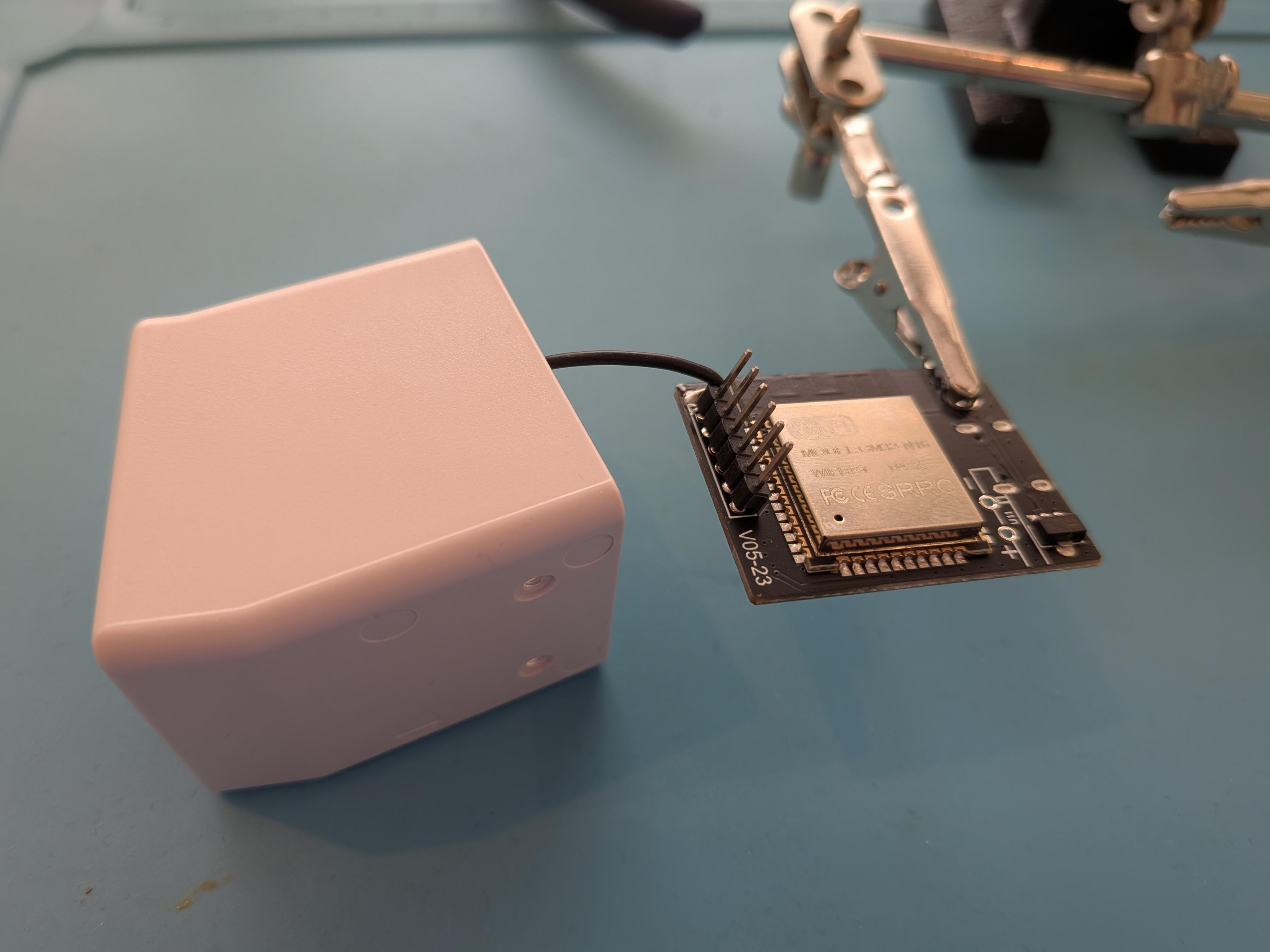 Pin headers soldering on to small TV PCB.