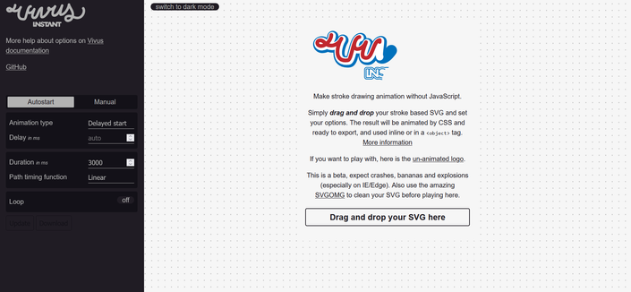 Vivus Instant landing page