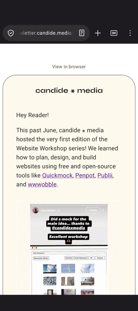 Scroll-through of the latest newsletter