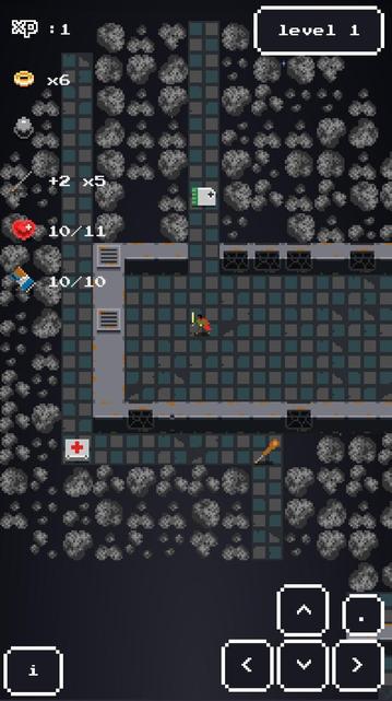 Screenshot of in-browser scifi roguelike game Asterogue being played via Firefox. Character in middle, items on the ground, gui, etc