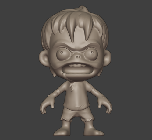 vista da viewport di Blender del modello dello zombie