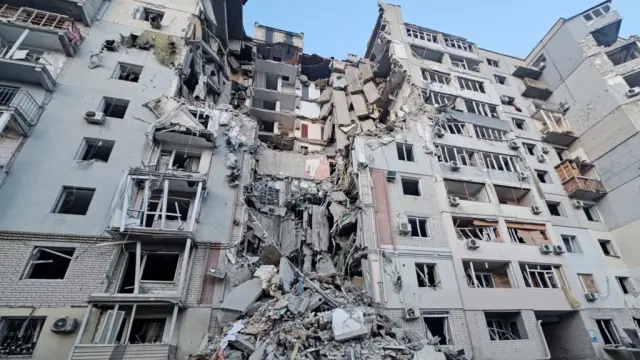 Apartments damaged by a Russian drone strike against Odesa