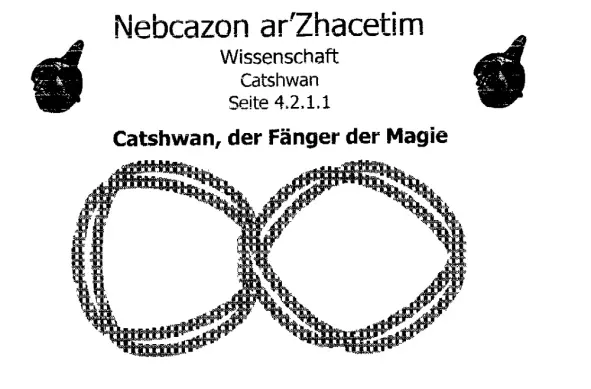 Nebcazon ar'Zhacetim - Wissenschaft - Catshwan - Seite 4.2.1.1 Catshwan, der Fanger der Magie  - zeigt ein Unendlichkeitssymbol, eine liegende acht, aus sieben verknoteten Schnüren.
