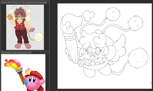 my mascot dandy redesigned to look like a kirby