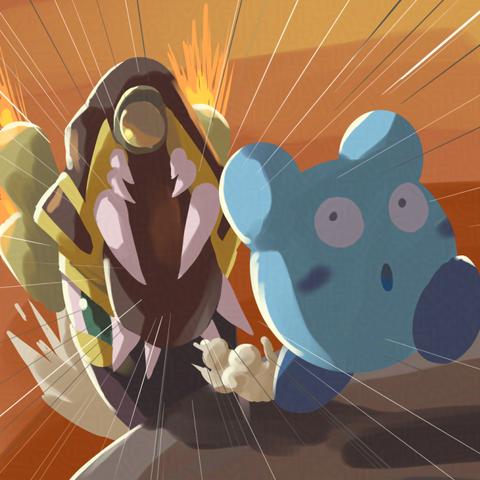 Blue Kirby is chased by a very angry Rex Wheelie