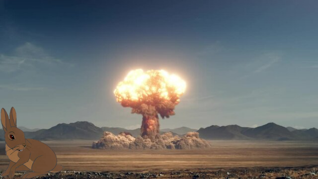 Mushroom cloud from a bomb test.