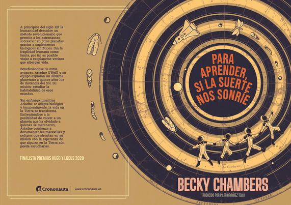 Portada y contraportada del libro "Para aprender, si la suerte nos sonríe", de Becky Chambers.
