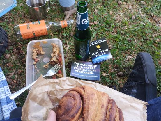 Picknick im Grunewald mit Franzbrötchen gegen März, Musk und Co.
