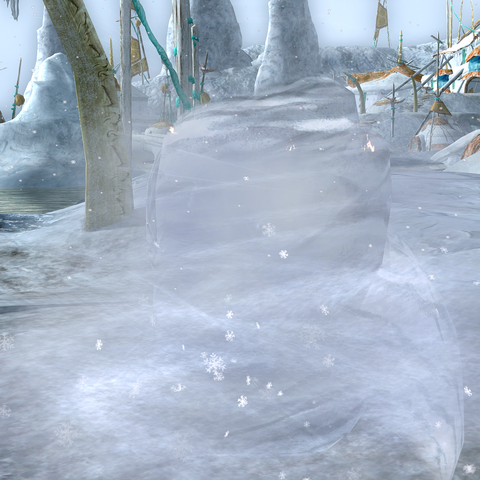 Teleporting away from Forochel using a snowstorm animation.