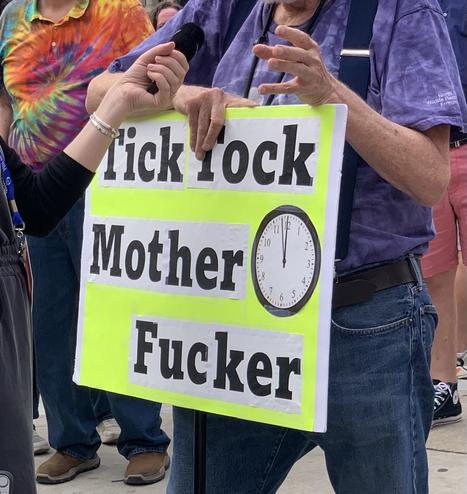 Philly May Day rally sign: Tick Tock Motherfucker