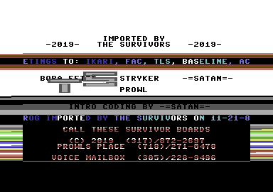 Screenshot of "Lifeforce" - Crack: Ikari + Survivors - Published by CRL on Commodore 64 (1987)