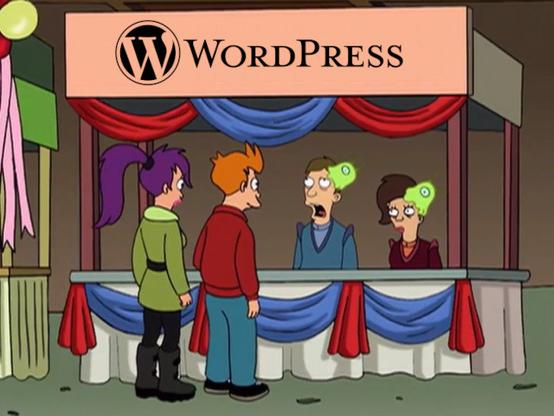 Futurama's brain slugs promoting WordPress
