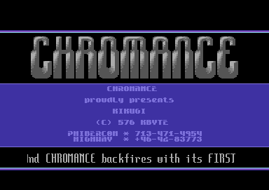 Screenshot of "Kikugi" - Crack: Chromance - Published by 576 KByte on Commodore 64 (1993)