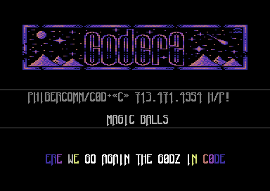 Screenshot of "Magic Balls" - Crack: Coders - Published by Humanoid Software on Commodore 64 (1993)