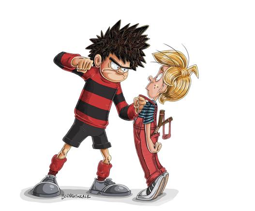 Dennis the Menace (UK) bullying Dennis the Menace (US). Fan art by Ben Nightingale.