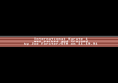 Screenshot of "International Karate - World Karate Championship" - Crack: STA - Trainer: +2 - Published by System 3 on Commodore 64 (1986)
