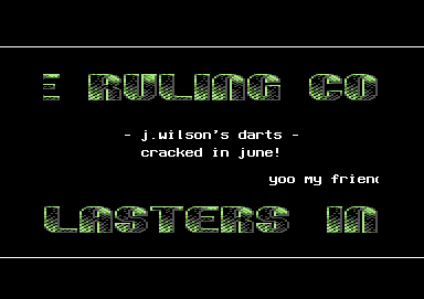 Screenshot of "Jocky Wilson's Darts Compendium" - Crack: TRC + Blasters - Published by Zeppelin on Commodore 64 (1991)