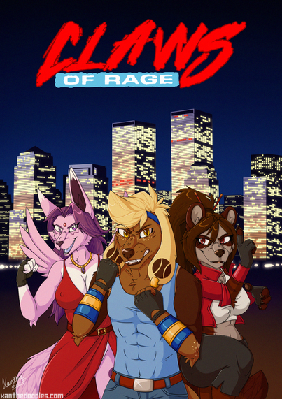 'Claws of Rage' - Furry bootleg of Streets of Rage. A rendition of the original boxart with furry characters.