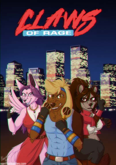 'Claws of Rage' - Furry bootleg of Streets of Rage. A rendition of the original boxart with furry characters. CRT effects have been used to alter the image for a retro feel.