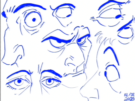 A small bunch of quick doodles and sketches of eyes and expressions