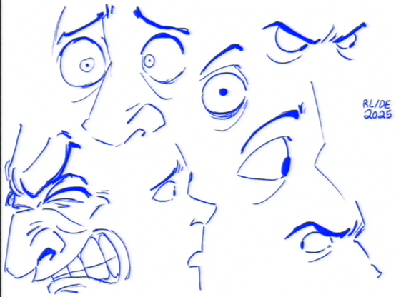 A small bunch of quick doodles and sketches of eyes and expressions