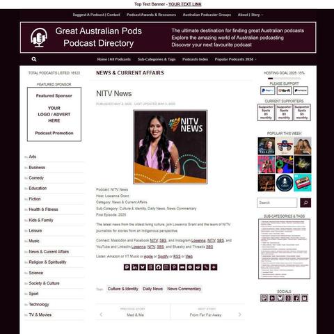 NITV News
Screenshot of the podcast listing on the Great Australian Pods website