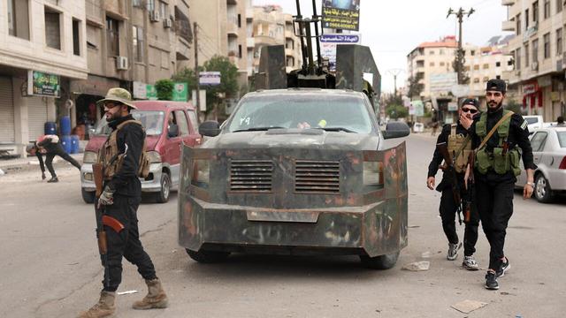 Syrian security forces at a checkpoint near Damascus, May 1, 2025 (Omar Haj Kadour/AFP)