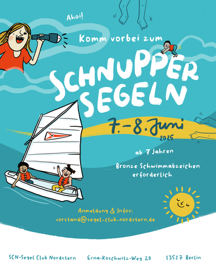 Info Flyer für eine Segel Veranstaltung im Juni 2025 in Berlin Spandau mit Schwerpunkt Jugendarbeit.