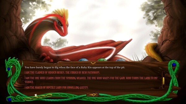 Golden Treasure: the Great Green screenshot. The player meets a Ruby Kin.