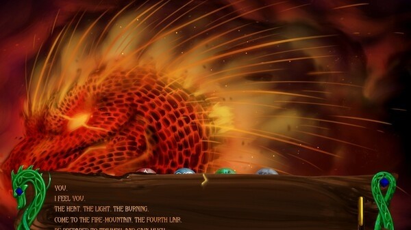 Golden Treasure: the Great Green screenshot. Player being invited by a fiery dragon.